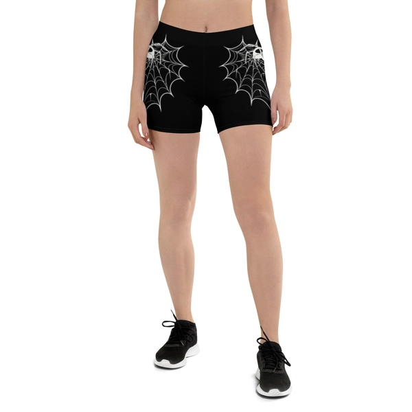 Cute gothic spiderweb heart yoga athletic Shorts