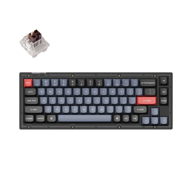 Keychron V2 QMK Custom Mechanical Keyboard | Fully Assembled / Frosted Black (Translucent) / Keychron K Pro Brown