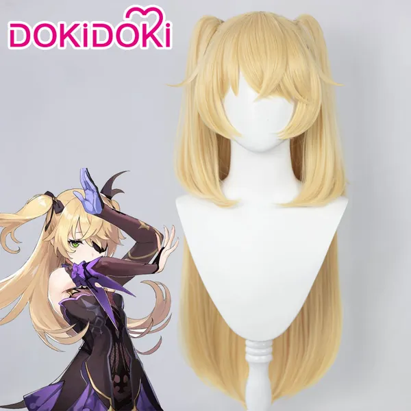 【Ready For Ship】DokiDoki Game Genshin Impact Cosplay Fischl Cosplay Wig Long Ponytail Blonde | Fischl