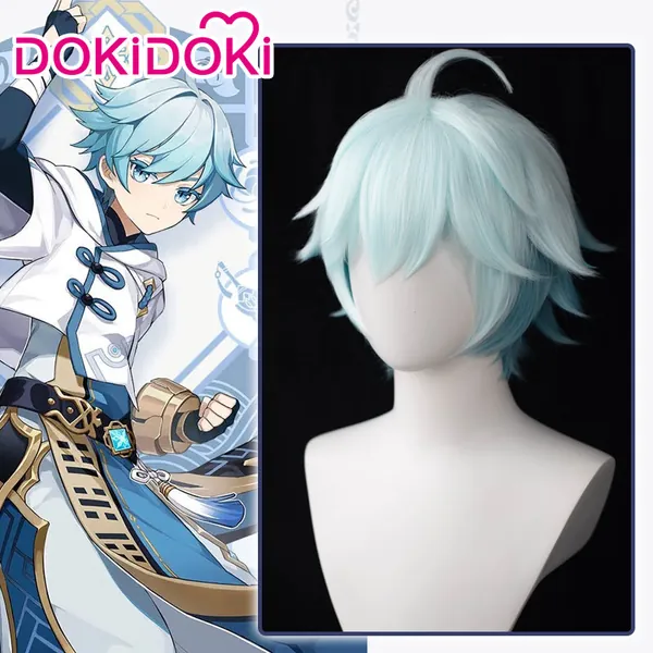 DokiDoki Game Genshin Impact Cosplay Chongyun Wig Chong Yun Light Blue | Chong Yun-presale