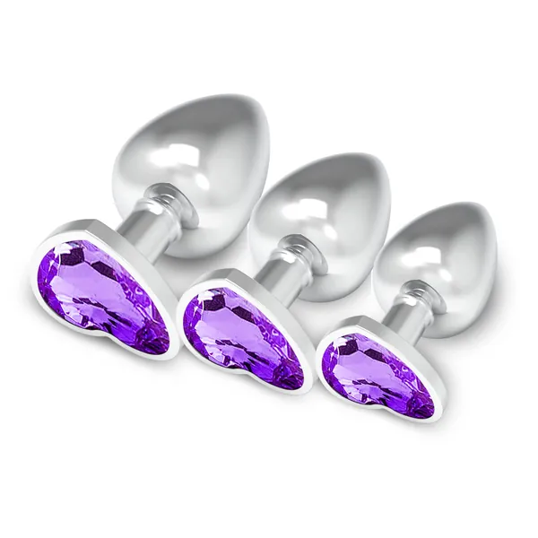 3Pcs Set Stainless Steel Butt Plug Anal Jewelry Anal Sex Toys Large Medium Small Anal Stimulation Adult Gay Anal Plugs Woman Men Unisex for Beginners (Purple)