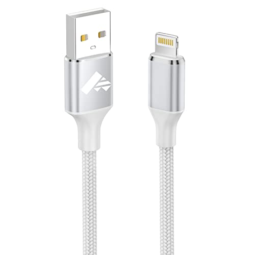 Aioneus iPhone Charger Cable 2M, MFi Certified Lightning Cable Fast Charging iPhone Cable Lead Nylon Lightning to USB Cable for iPhone 14 13 12 11 Pro Max XS XR X 8 7 6 Plus 5 SE - 2M - White