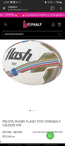 PELOTA RUGBY FLASH TES NEGRA Y AZUL  N°4