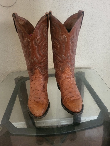Tony Lama Women's Brown Ostrich Skin  Cowboy Boots, Size 7B,Cond.is V.Gd