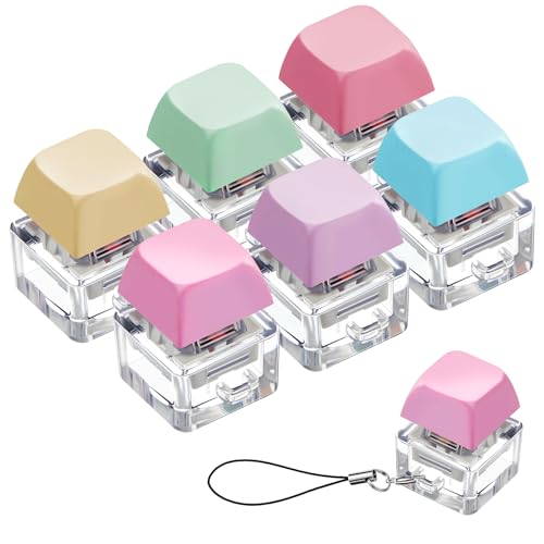 Taiyin 6 Pcs Keyboard Fidget Toy Fidget Clicker Keyboard Fidget Keychain Keyboard Decompression Toys Button Stress Relief Gifts for Adult to Relief Stress Pass The Time (Colorful) - Colorful