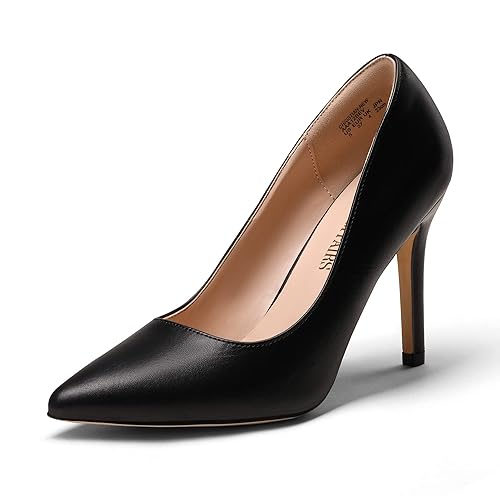 DREAM PAIRS Women's Closed Toe High Heels Dress Pointed Toe Wedding Pump Shoes - 7 Wide - Black/Pu