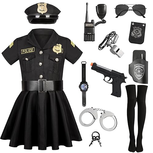 Costume da polizia da ragazza di lusso ufficiale della polizia set per bambini Carnevale festa a tema Halloween costume della polizia attrezzature polizia giocattolo - Costume Polizia Ragazza B - 14-16 anni