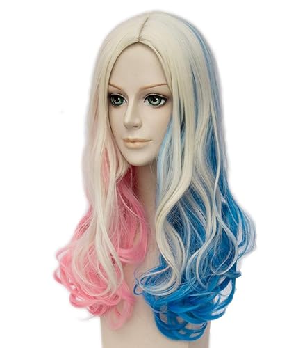 Sirena rosa blu parrucca halloween Maschera costume Donald Trump USA frangia lunga frangia ondulata bionda frangia bob (eroe dei cartoni animati rosa e blu)