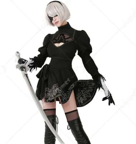 Nier: Automata YoRHa No.2 Type B 2B Cosplay Costume + Wig