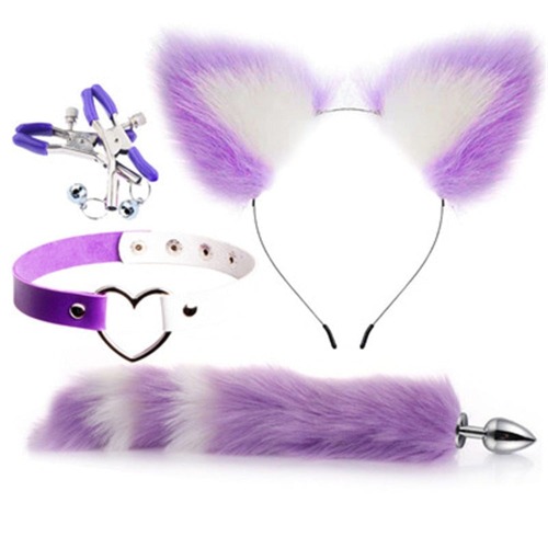 Complete Kitten Care Package (10 Fabulous Color Combinations!) - White & Purple Stripe