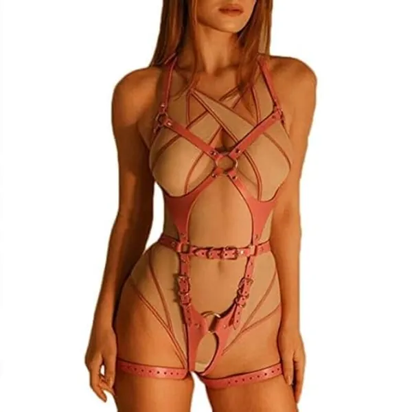 Punk Leather Body Chain Adjustable Waist Chain Belt Belly Chains Rave Nightclub Party Body Accessories for Women and Girls