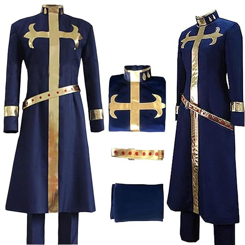 Enrico Pucci Cosplay Costume Uniform Enrico Cosplay Outfit Jakcet Coat Halloween Men - Blue - Medium