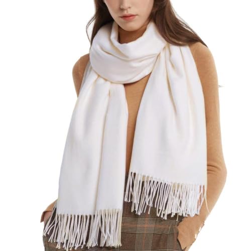 FURTALK Womens Winter Scarf Cashmere Feel Pashmina Shawl Wraps Soft Warm Blanket - White - One Size
