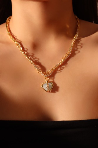 18K Real Gold Plated Blue Opal Heart necklace | Default Title