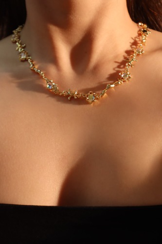 18K Real Gold Plated Multi Opal Twist Necklace | Default Title
