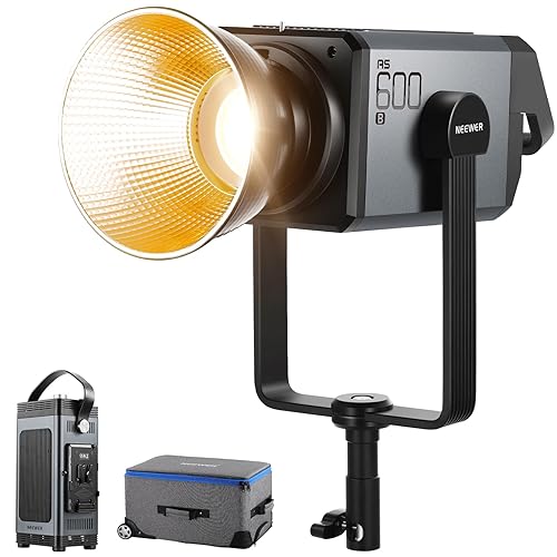 NEEWER AS600B COB Videoleuchte LED Videolicht mit Dauerlicht Ausgang 2,4G/APP Steuerung 600W 2700K–6500K CRI96+/TLCI98+, PWM Dimmquelle,12 Szenen, Bowens Mount leiser Lüfter für TV Studio Nachrichten - AS600B