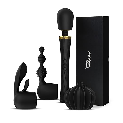 Tracy's Dog Wand Vibrator Kit for Couples, Powerful Cordless Vibrating Wand with 3 Attachments for Clitoral, G-Spot & Anal Stimulation, 5 Vibration Modes & 3 Speeds, Adult Sex Toys for Women & Partner - Wand Vibrator Set