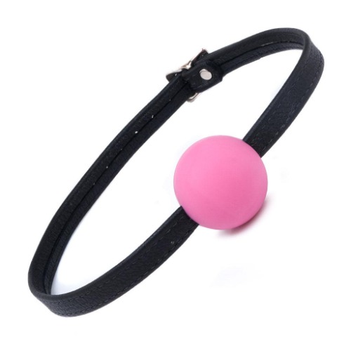 Silicone Ball Gag w/ Garment Leather Strap - S / Pink