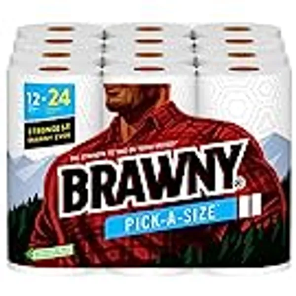 Brawny® Pick-A-Size® Paper Towels, 12 Double Rolls = 24 Regular Rolls