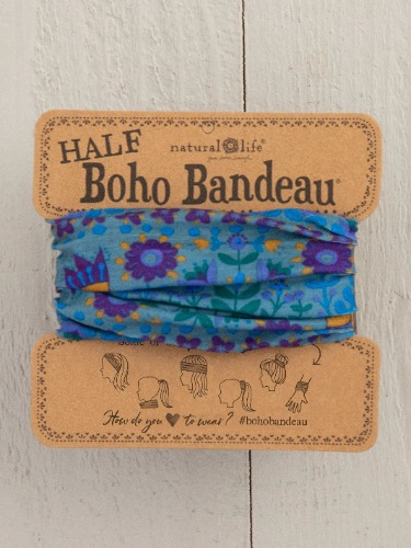 Half Boho Bandeau® Headband - Blue Floral Mandala | Default Title