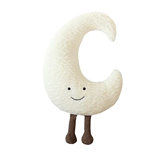 LIBOOI 40cm Sun Cloud Moon Star Pillow Cushion Decorative Kids Cute Nursery Pillow Cloud Soft Decor Stuffed Pillow Plush Pillow for Kids Bolster Soft Sofa Room Decor (UK1-YH-221129DJ02-3-HD) - 40 x 40 cm - Moon