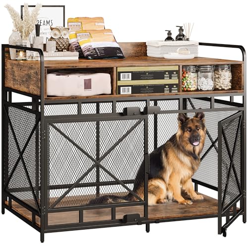 Fulhope Wooden Dog Crate - Rustic Brown