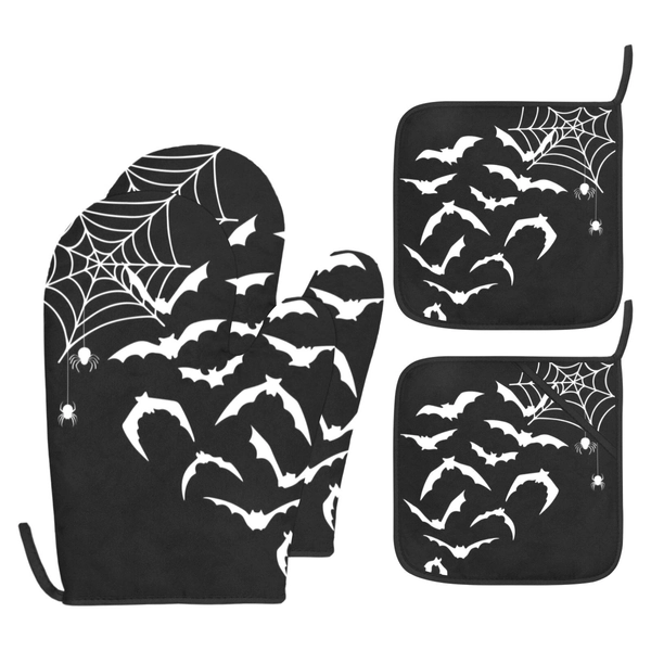 Goth kitchen decor, Witch Bat Spider Web mitt and pot holder