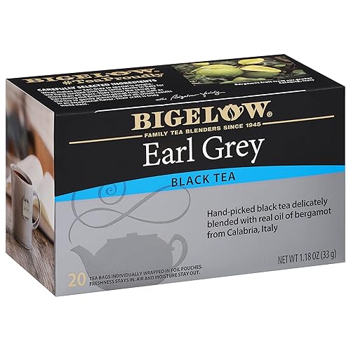 Bigelow Tea Earl Grey Black Tea, Caffeinated Tea, 20 Count Box (Pack of 6), 120 Total Tea Bags - Earl Grey - 20 Count (Pack of 6)