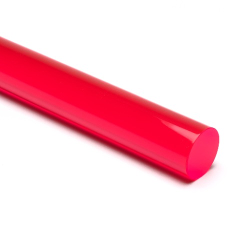 Pink-Red Fluorescent Acrylic Round Rod | 1/16" / 36"