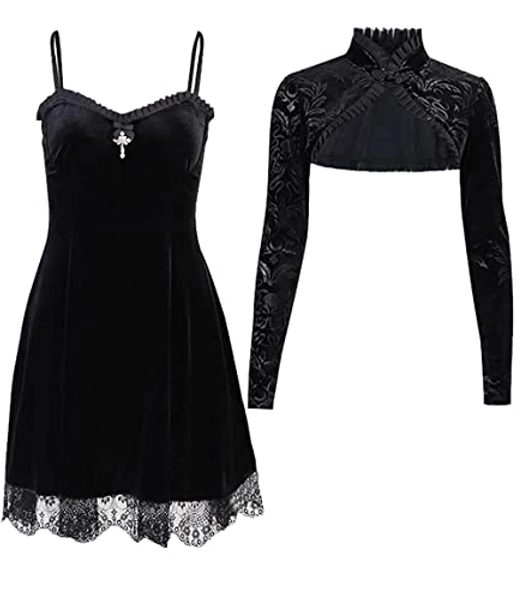 Lace Mini Sleeveless Dress Black Lace Draped Bodycon Gothic Summer Dress Gothic Vintage Goth Dresses
