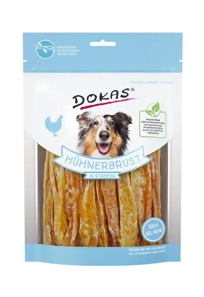 DOKAS Getreidefreier Premium Snack in Streifen für Hunde – Ideal für zwischendurch - 250 g (1er Pack) Single
