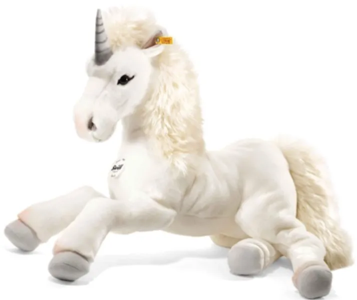 Steiff Starly Schlenker Einhorn - 70 cm - Plüscheinhorn liegend - Kuscheltier für Kinder - weich  abwaschbar - weiß (015090)