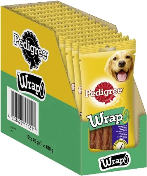 Pedigree WRAP – Kausticks für Hunde – Ummantelt mit Hühnchen – Zur Belohnung beim Training oder einfach zwischendurch – 12 x 40g