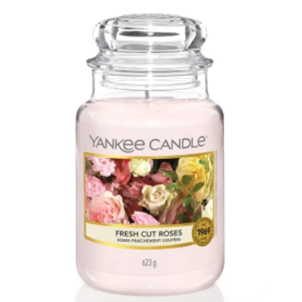 Yankee Candle Duftkerze im Glas (groß) | Fresh Cut Roses | Brenndauer bis zu 150 Stunden