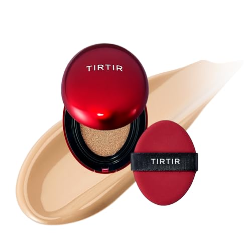 [*Mini Size*] TIRTIR Mask Fit Red Cushion Foundation | Full coverage, Weighless, Skin fit, Satin Glow Finish, Korean cushion foundation (#27N Camel, 0.15 Fl Oz) - 0.15 Fl Oz (Pack of 1) - 27N Camel