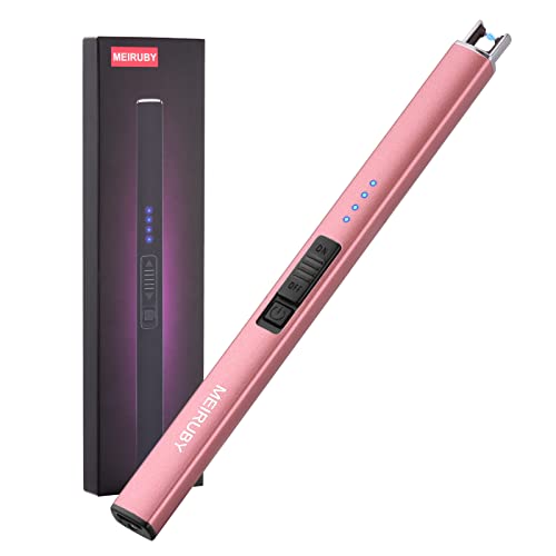 MEIRUBY Lighter Electric Candle Lighter,Mother's Day Birthday Gifts for Women Mom Wife Men Nana Sister Friend, Rechargeable USB Lighter Arc Flameless Lighters for Camping BBQ Birthday Rosegold - Rose Gold