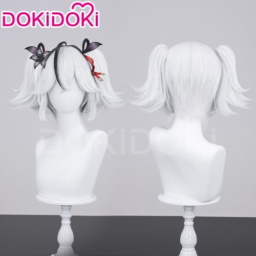 DokiDoki Game Wuthering Waves Cosplay Camellya Wig Short Straight White Black Hair | Wig Only-Order Processing Time Refer to Description Page