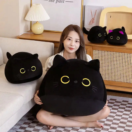 James - Soft Kawaii Black Cat Plush - Black / 40cm