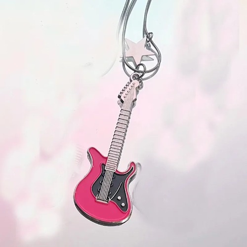 Grunge Guitar Pendant Necklace - A