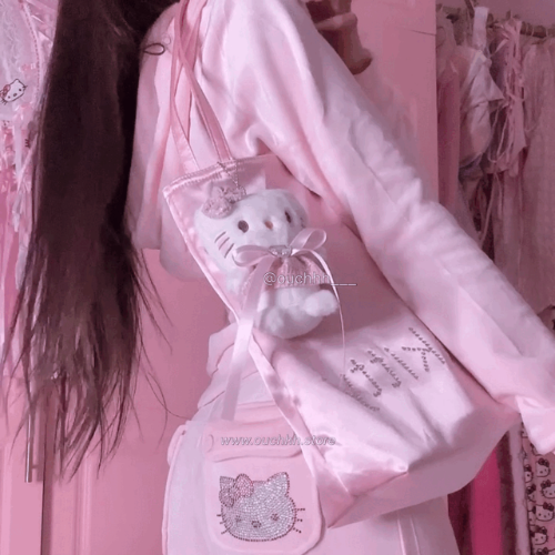 Hello Kitty Satin Tote Bag With Plushie (Pink)