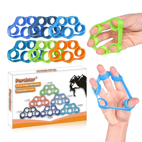 Fingertrainer Handtrainer, 6 Pcs Finger Training Silikon Hand Training, Hand Trainer für Entlasten Handgelenk-und Daumen-Schmerz, Finger Muskeltraining und Rehabilitation