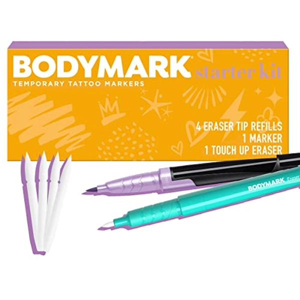 BodyMark Starter Kit with Temporary Tattoo Marker for Skin, Light Purple, 2-Count Pack