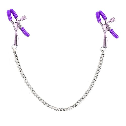 Body Chain Stainless Steel Adjustable Body Ring Body Clamps Body Ring Non Piercing Chain Stainless Steel for Women Faux Body Jewelry Clip on Jewelry - Purple