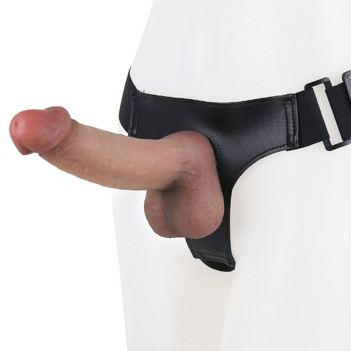 F507 Elasticized Strap-On Harness Kit with 9-inch Ultra-Realistic Liquid Silicone Dildo | 9 Inch / Liquid Silicone / Elasticized & Black