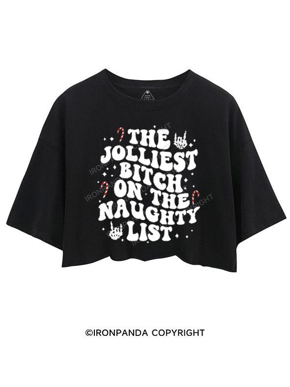 THE JOLLIEST BITCH ON THE NAUGHTY LIST CROP TOPS | Black / XL / TH