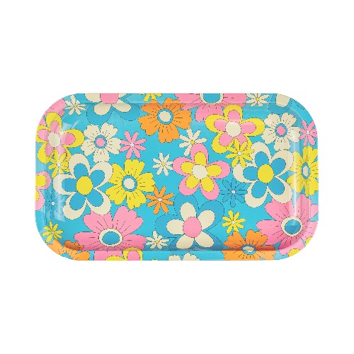 Decorative Retro Flowers Metal Tray