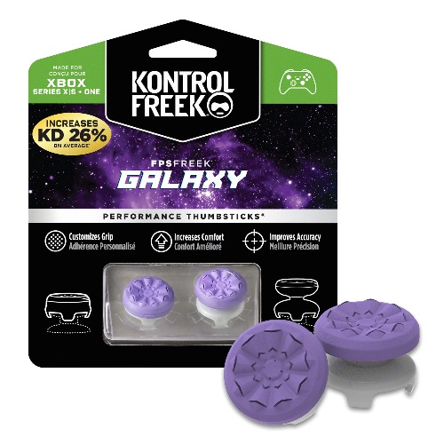 KontrolFreek FPS Freek Galaxy Purple for Xbox One and Xbox Series X Controller | 2 Performance Thumbsticks | 1 High-Rise, 1 Mid-Rise | Purple - 