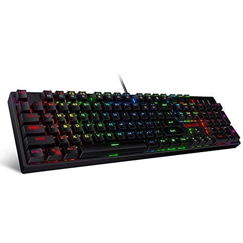 Redragon K582 SURARA RGB LED Backlit Mechanical Gaming Keyboard with 104 Keys-Linear and Quiet-Red Switches - Red Switch