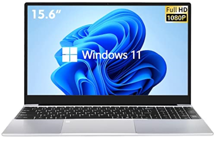 VGKE C15 Windows 11 Laptop 15.6" FHD, Full Size Backlit Keyboard with Fingerprint Reader, Intel Celeron N5095 Processor Quad-Core, 12GB RAM DDR4, 256GB SSD(Silver)