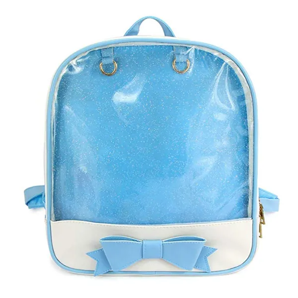 Ita Bag Backpack Girls Cute Candy Leather Bag Purse School Bag Summer Beach Bag Purse with Bowknot Transparent Windows for DIY Decors